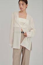 Load image into Gallery viewer, no collar sheer jacket