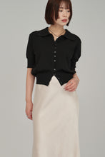 Load image into Gallery viewer, front button polo knit cardigan