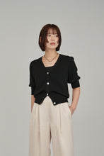 画像をギャラリービューアに読み込む, puff sleeve compact knit cardigan