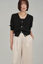 画像をギャラリービューアに読み込む, puff sleeve compact knit cardigan