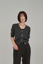 画像をギャラリービューアに読み込む, puff sleeve compact knit cardigan