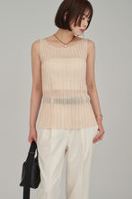 画像をギャラリービューアに読み込む, 後半　詳細記載なしlo271-95 sheer lame no sleeve rib knit