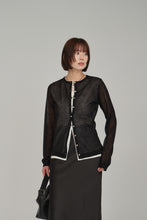 画像をギャラリービューアに読み込む, front layered sheer cardigan