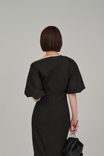 Load image into Gallery viewer, asymmetry neck puff dress