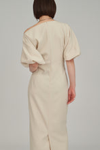 Load image into Gallery viewer, asymmetry neck puff dress