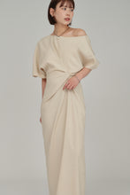 Load image into Gallery viewer, asymmetry neck puff dress