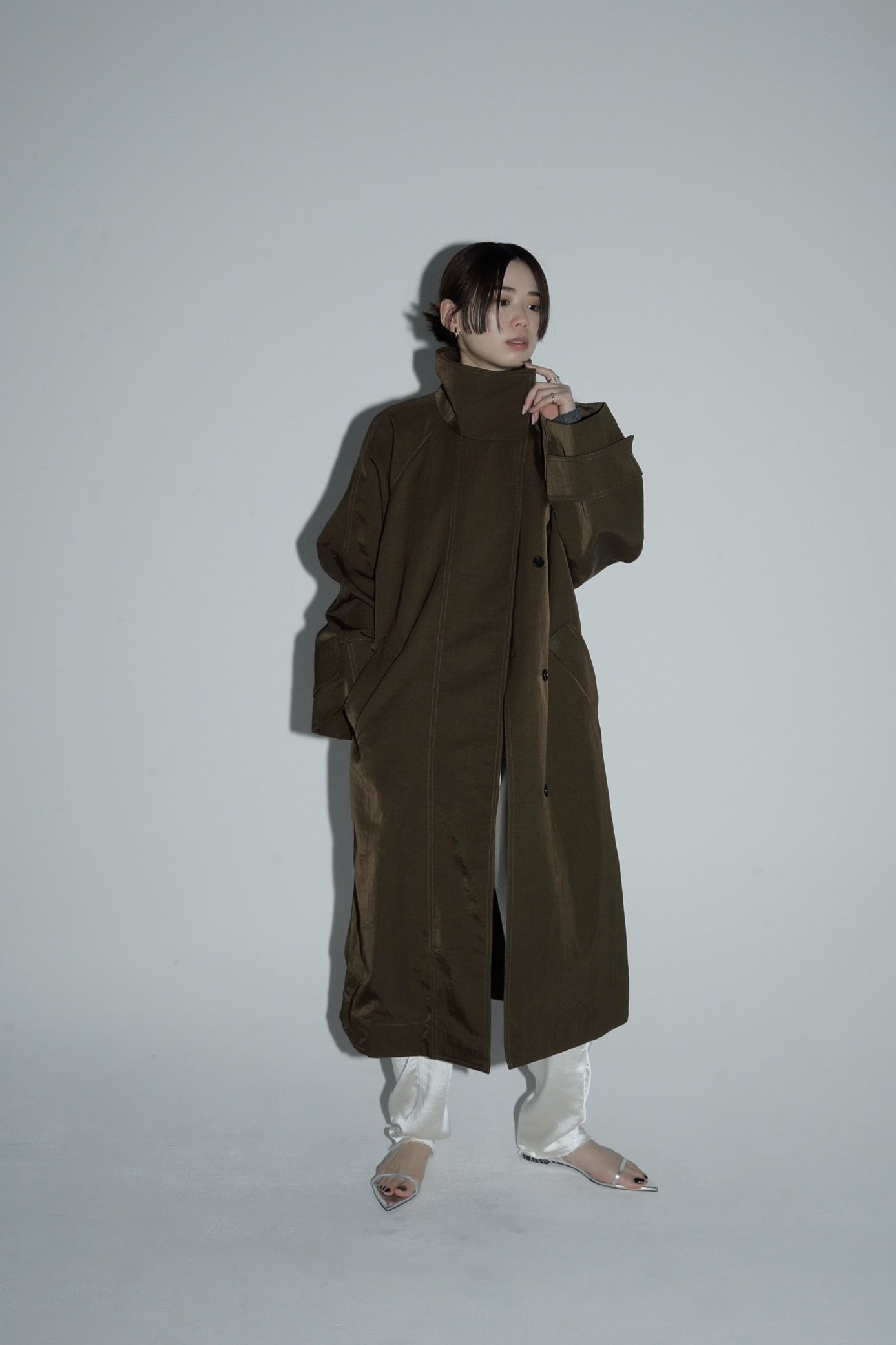 standcollar vintage twill coat – louren store