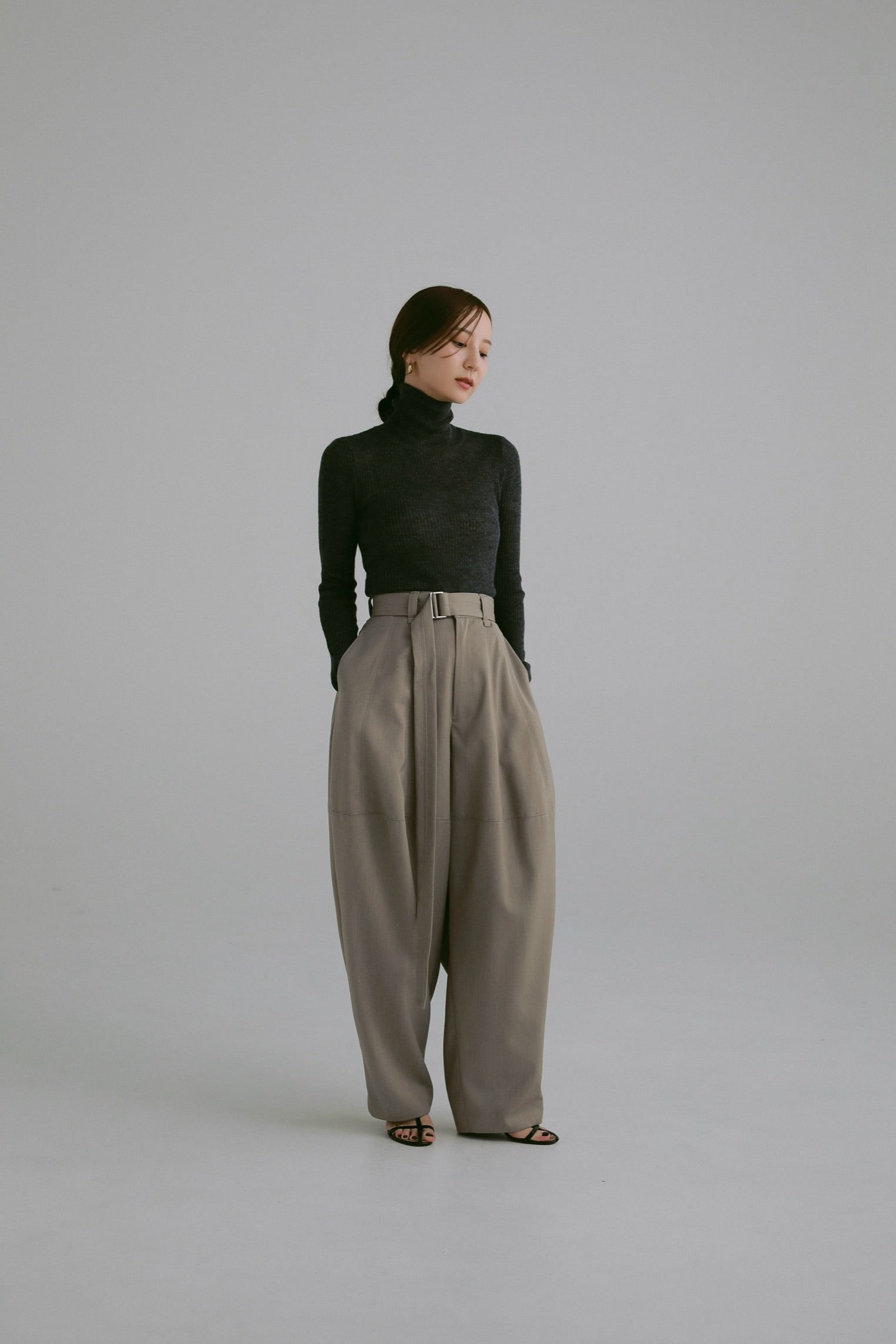 パンツ louren waist belt volume pants waist belt volume pants – louren store