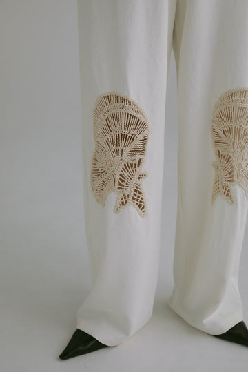cutwork embroidery pants – louren store