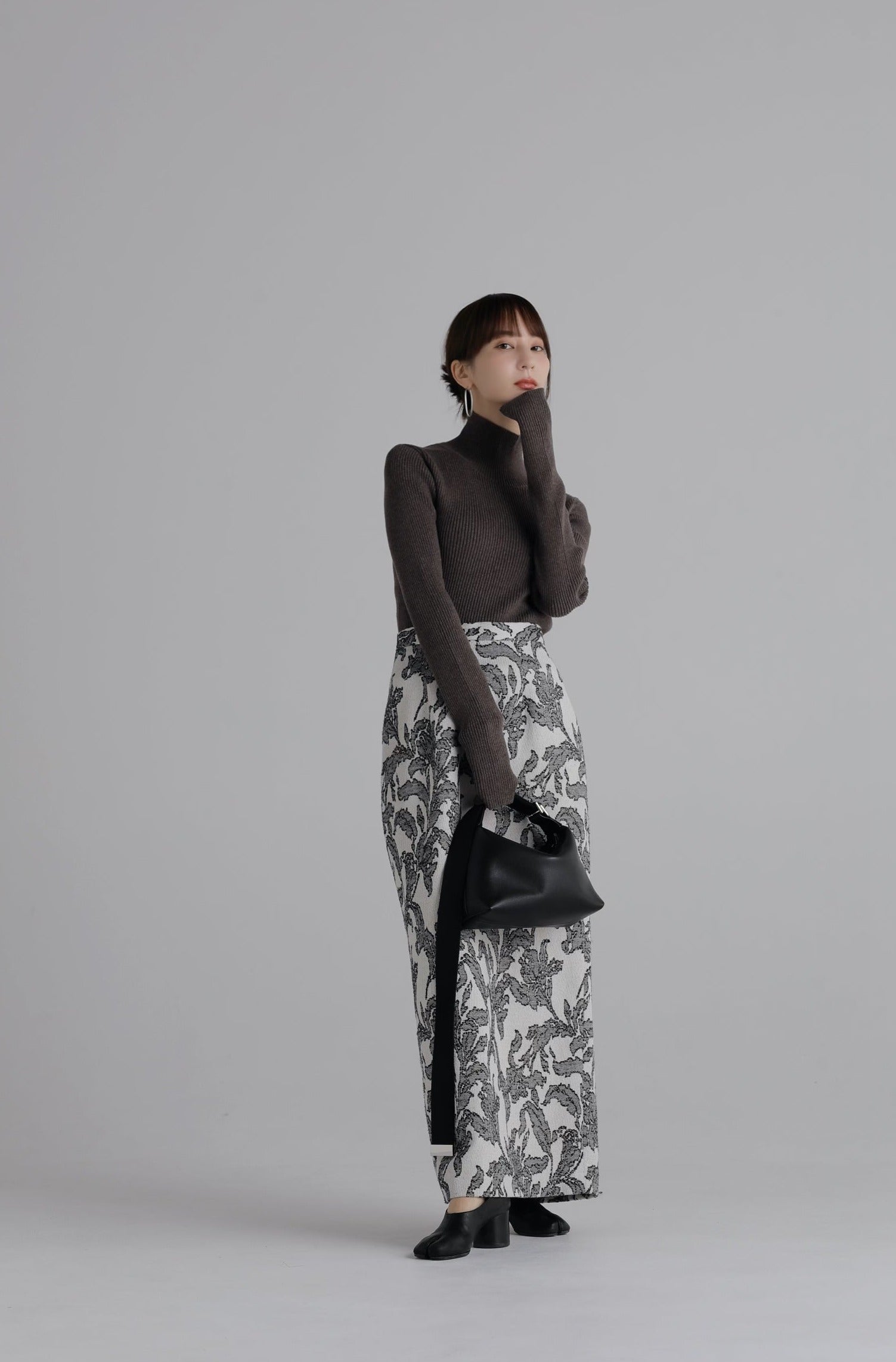 スカート louren lakeside jacquard pencil skirt leaf jacquard pencil skirt – louren store