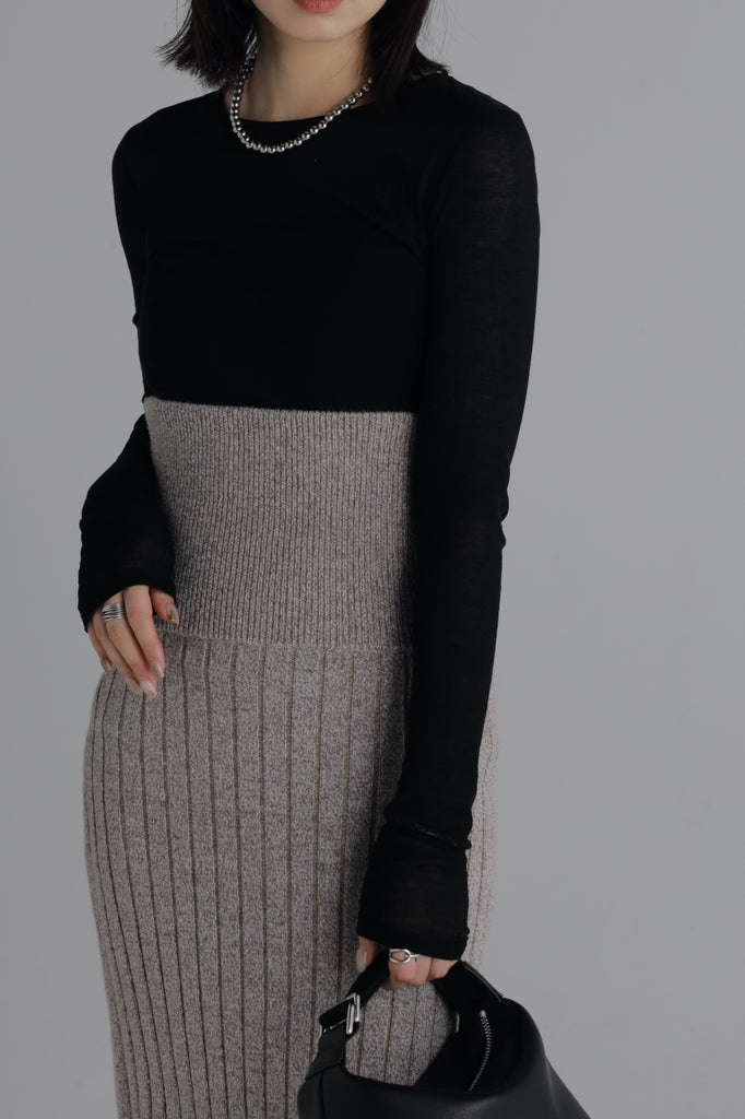 plating knit pencil skirt – louren store
