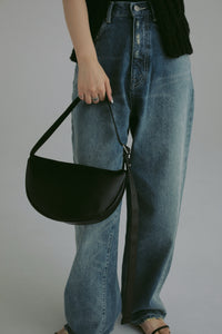 half moon leather bag