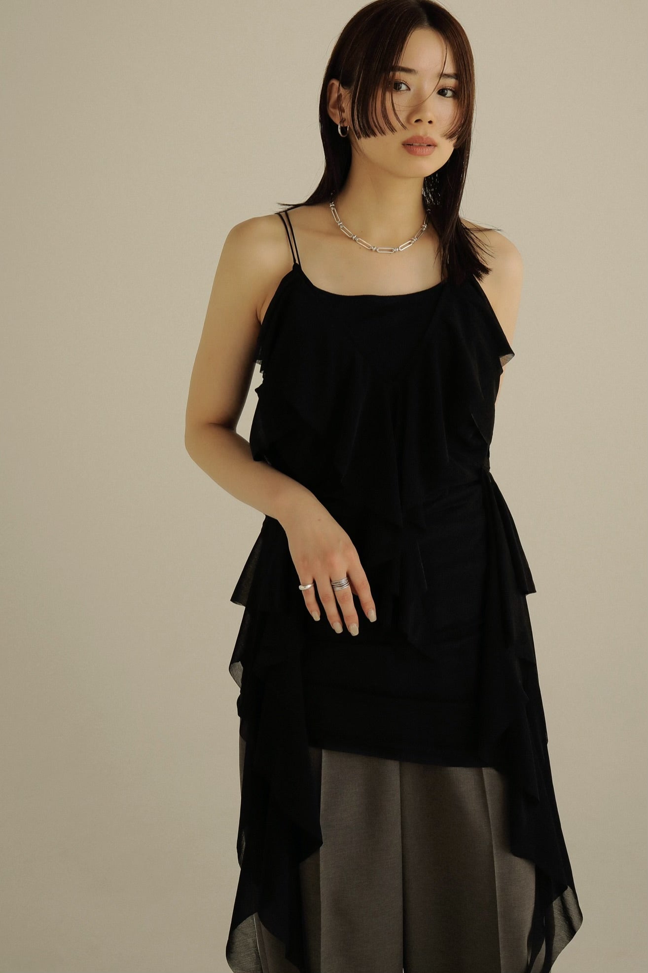 sheer ruffle camisole – louren store