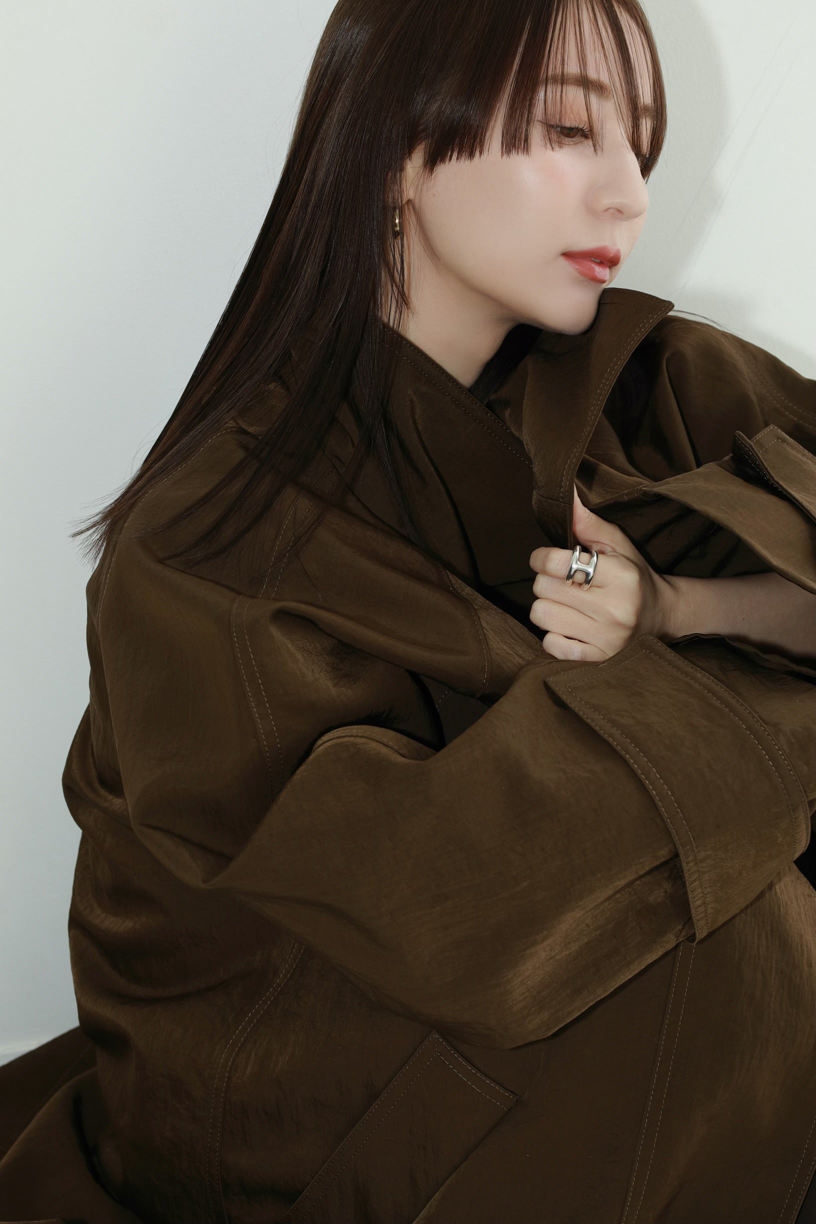 standcollar vintage twill coat – louren store