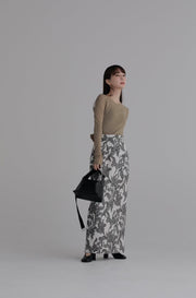 leaf jacquard pencil skirt – louren store