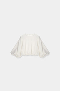 linen like puffsleeve blouse