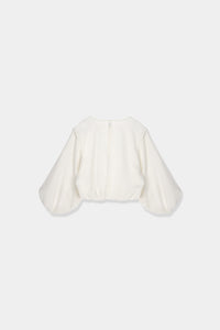 linen like puff sleeve blouse