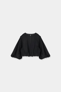 linen like puffsleeve blouse