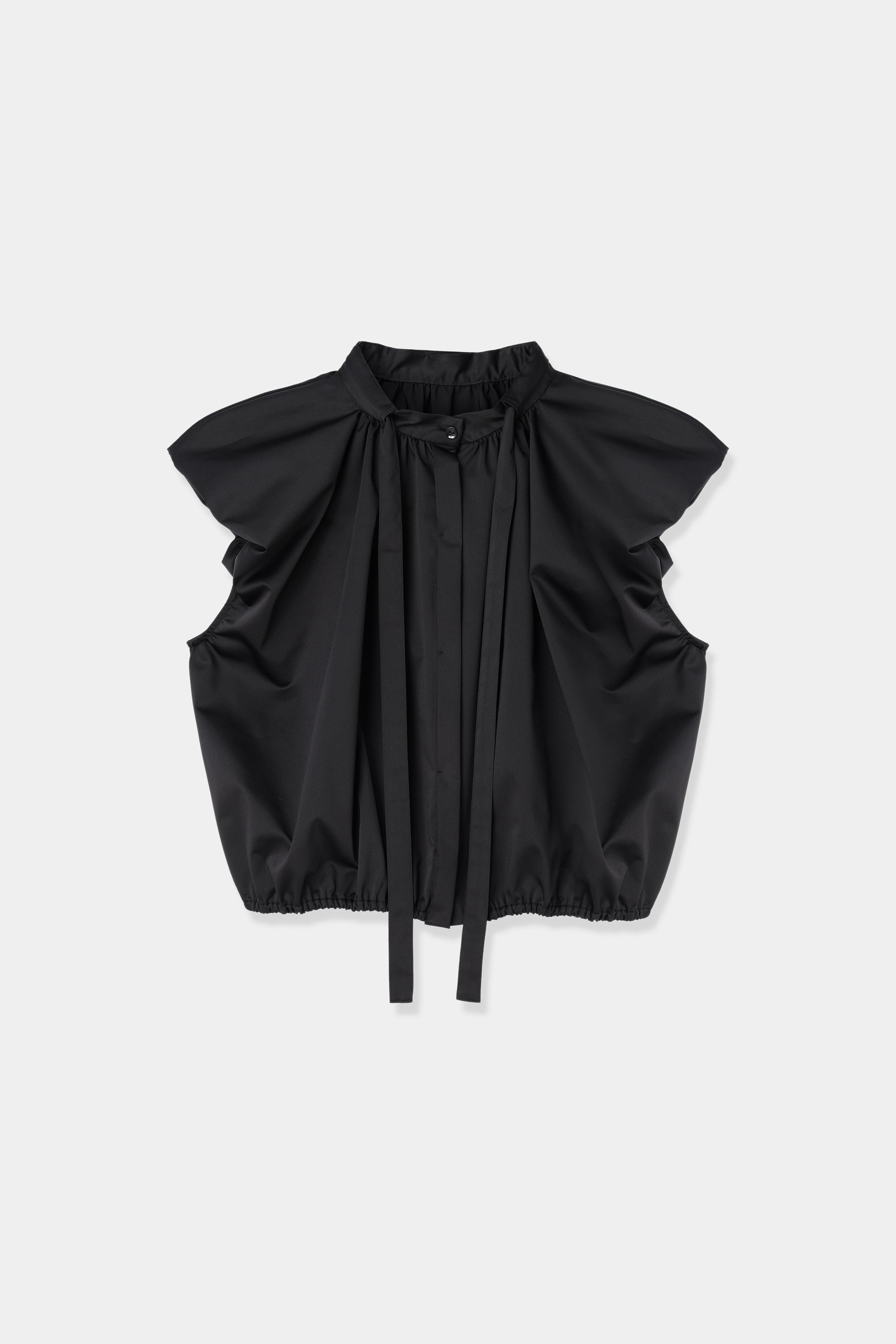 louren/power shoulder taffeta blouse