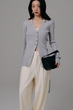 画像をギャラリービューアに読み込む, neck slit knit cardigan