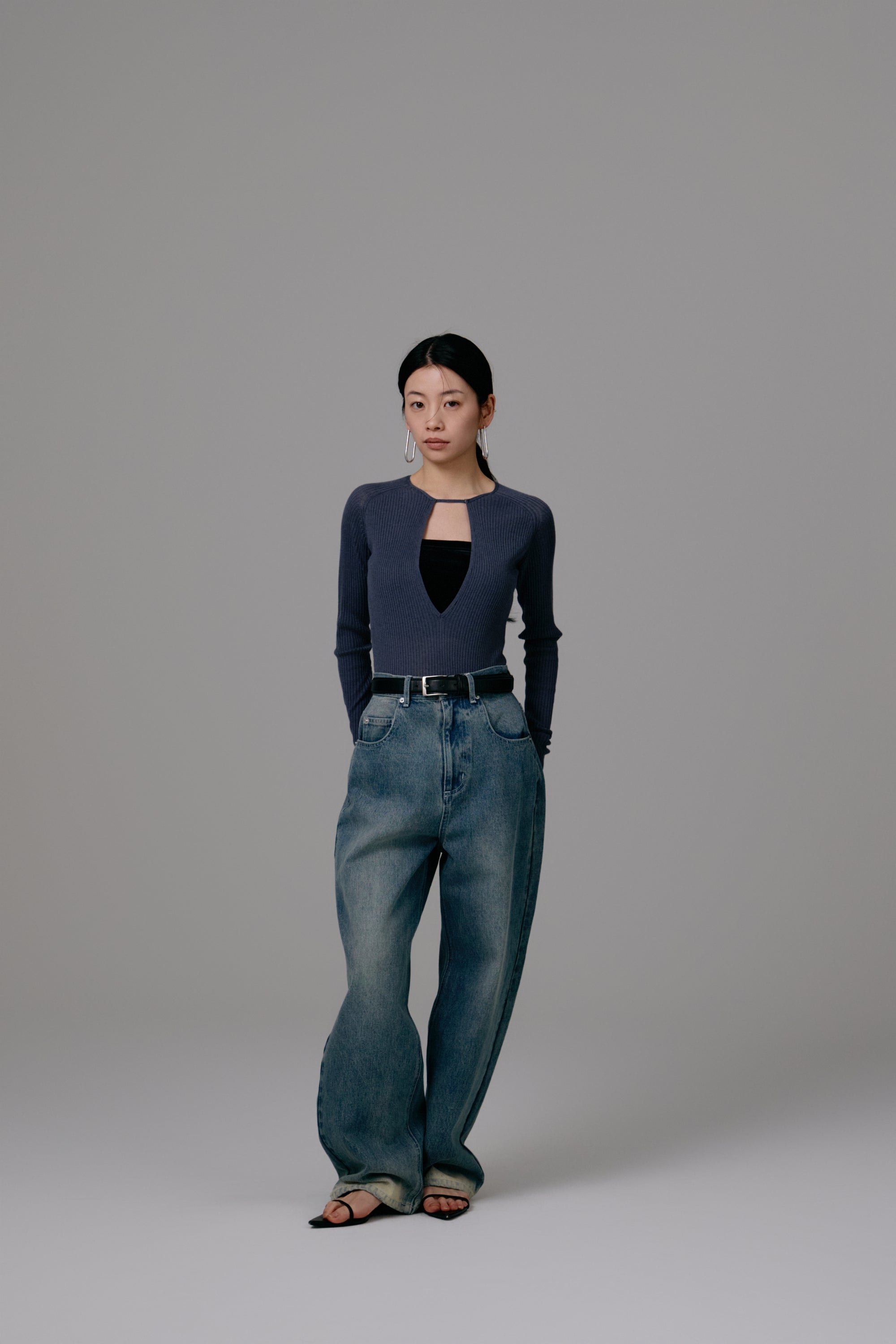 Vneck knit body suit – louren store