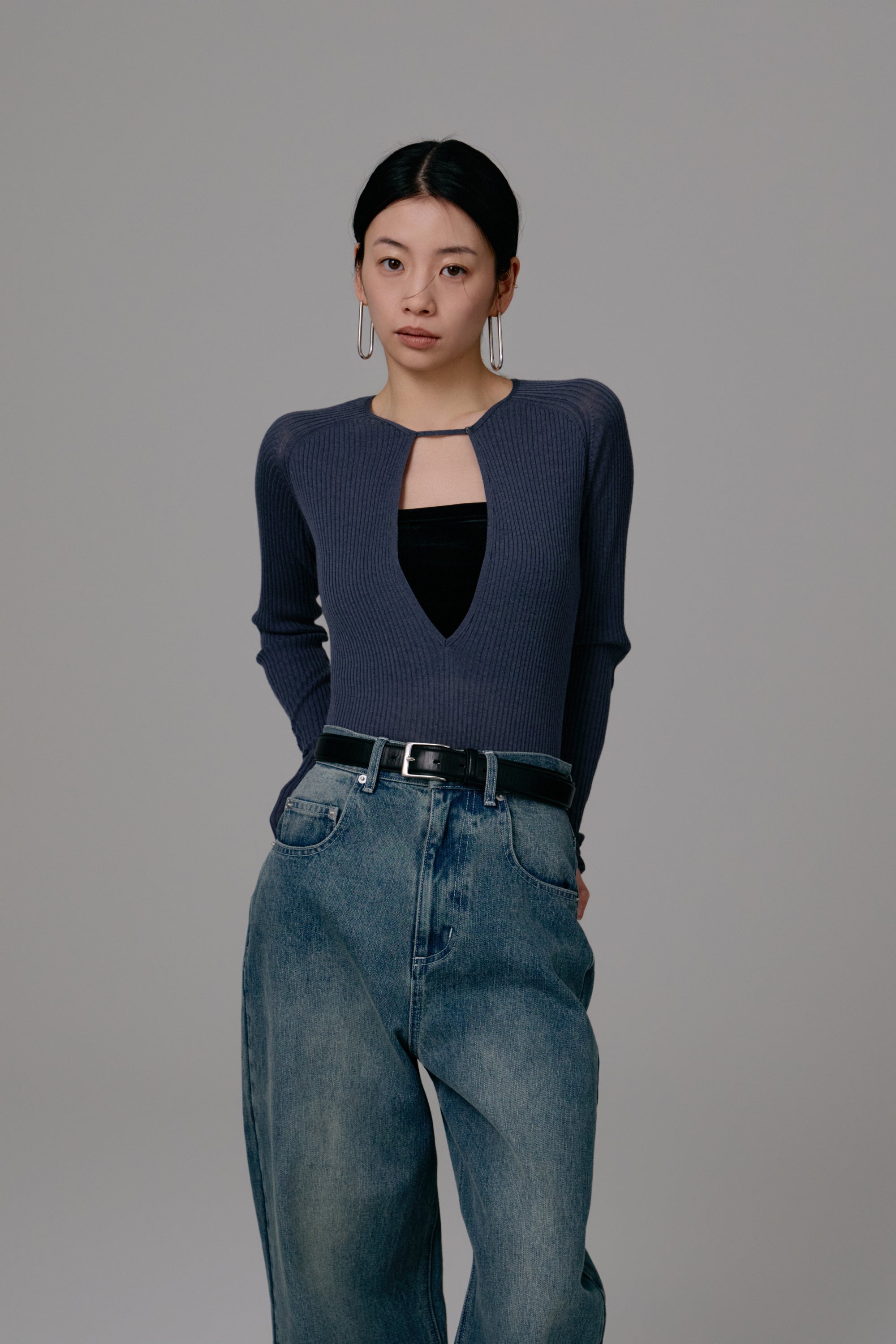 Vneck knit body suit – louren store