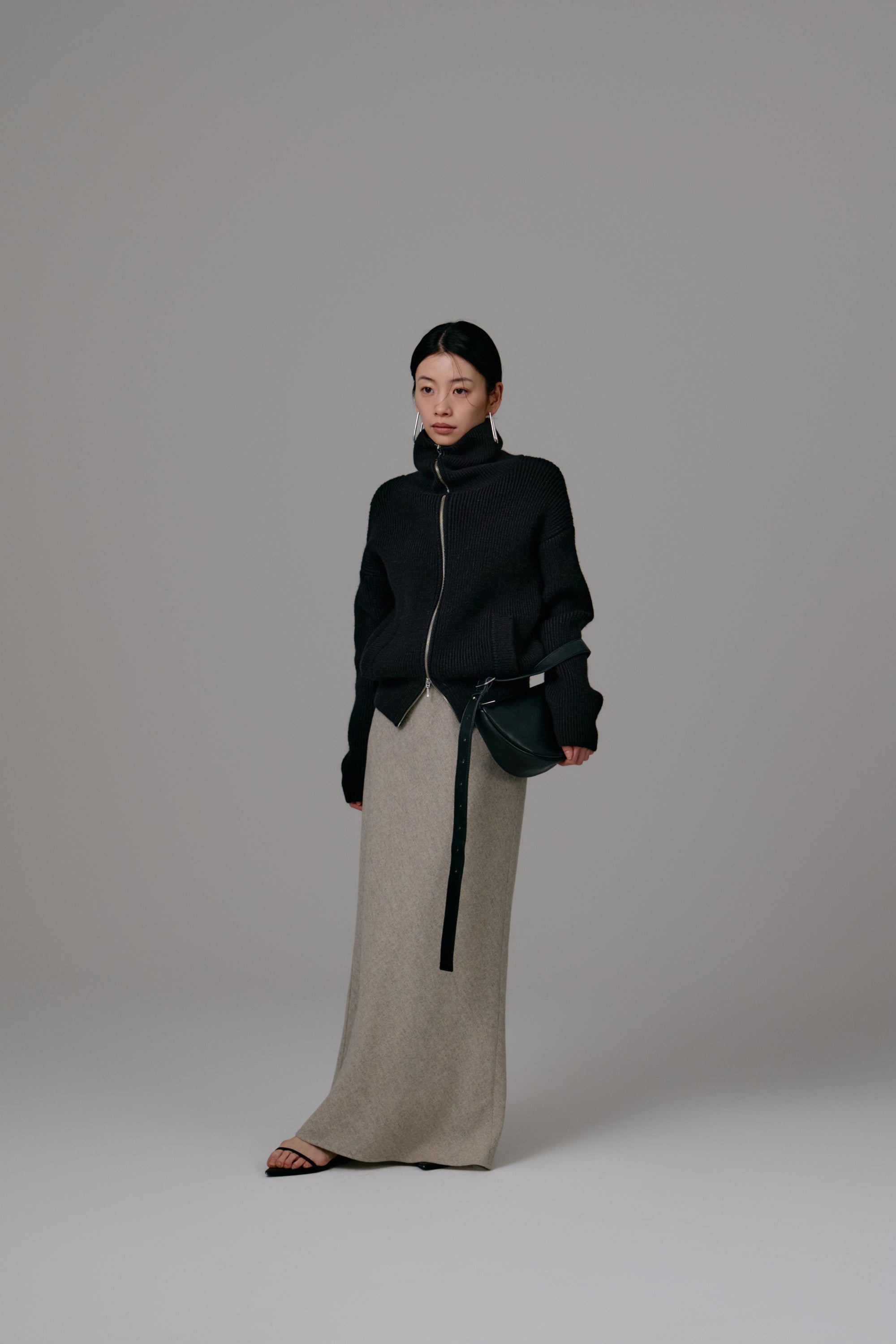 zip up knit cardigan – louren store