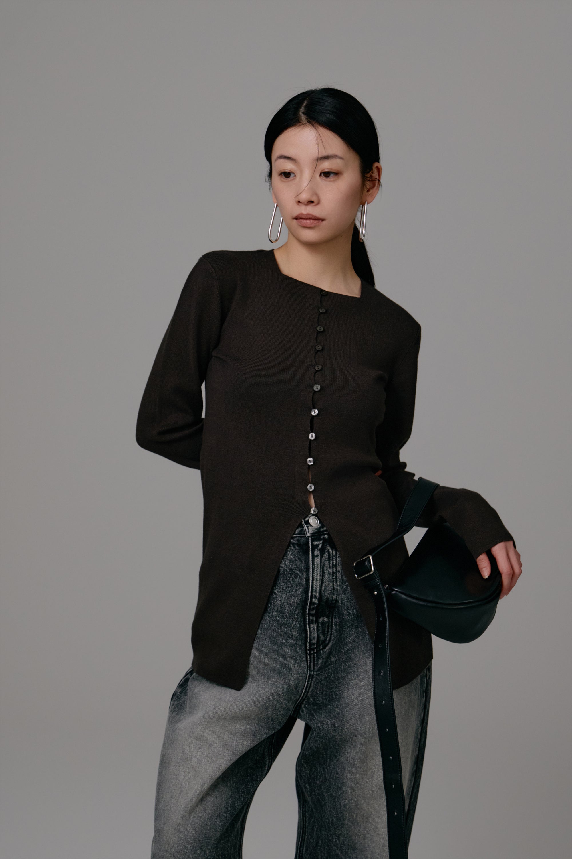 front button knit cardigan – louren store