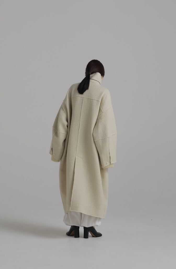 louren stand collar tweed coatカラーホワイト