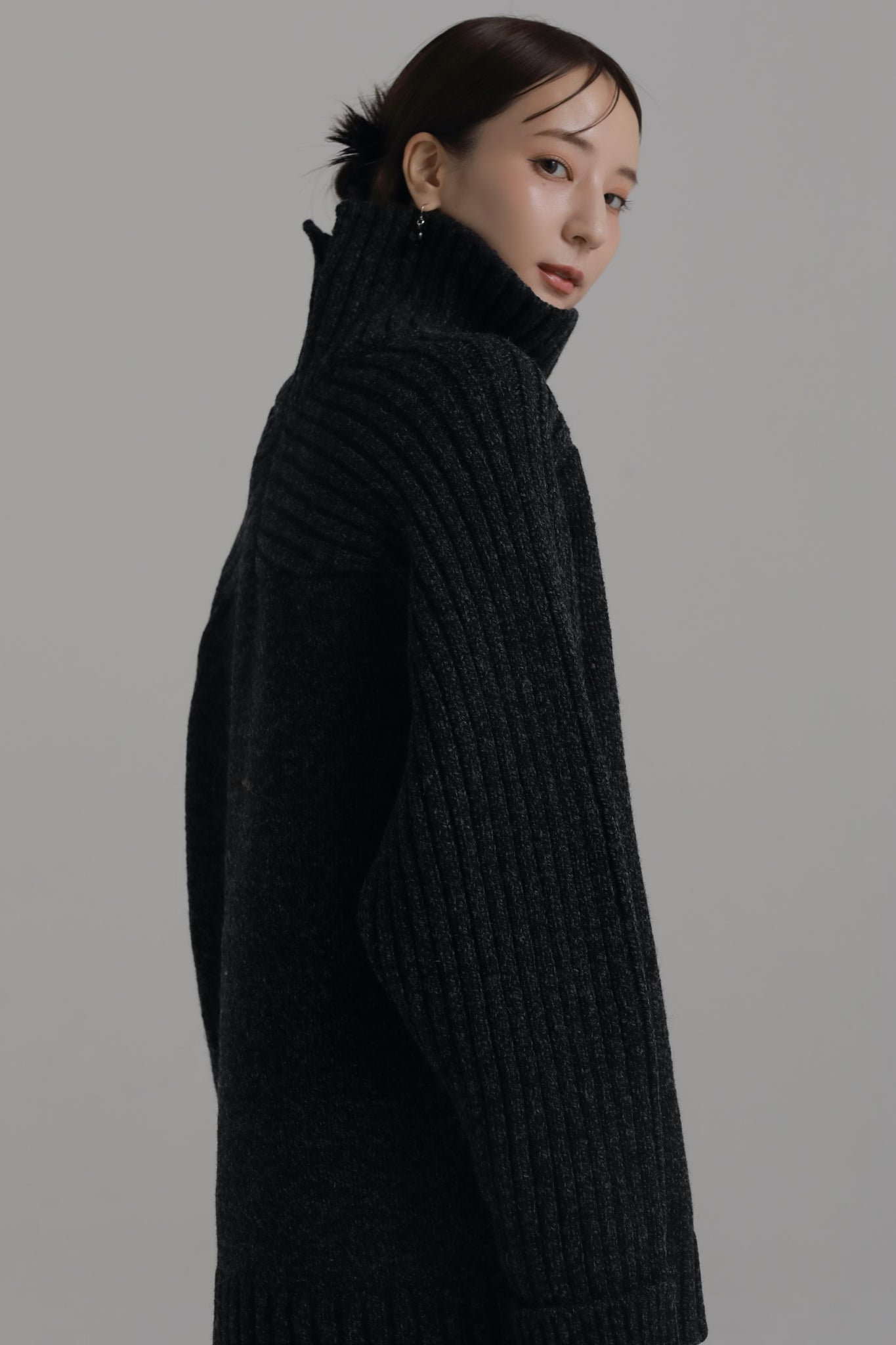 slit turtleneck knit – louren store