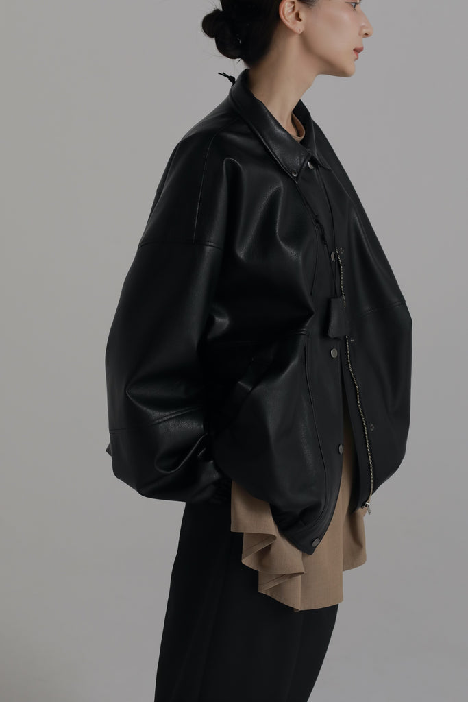 volume leather blouson