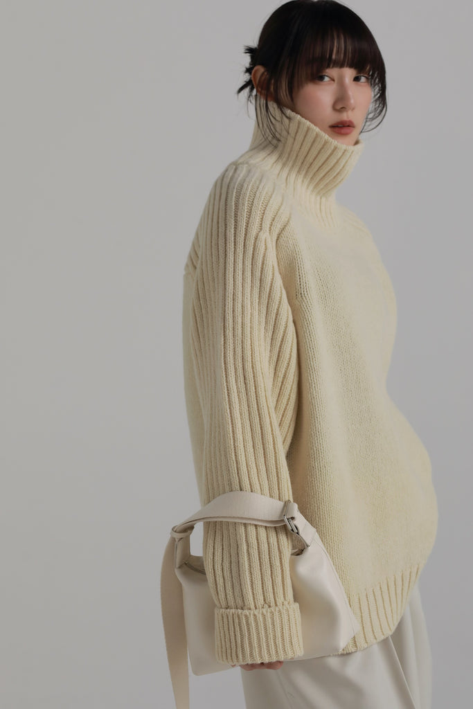 louren cut sleeve turtle knit dress