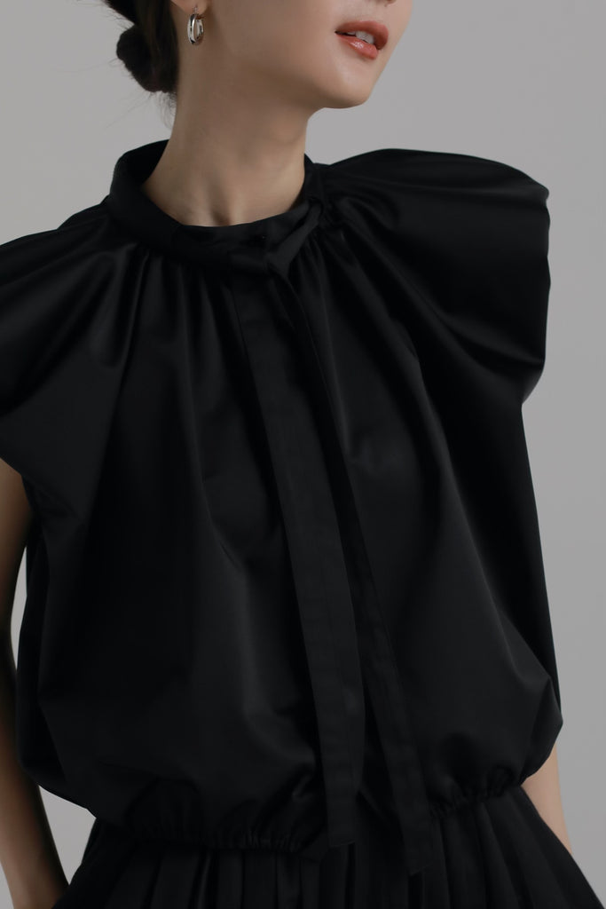 power shoulder taffeta blouse – louren store