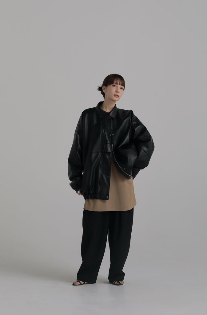 volume leather blouson