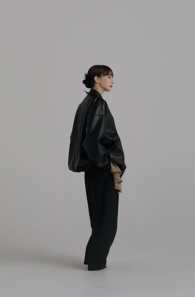 volume leather blouson