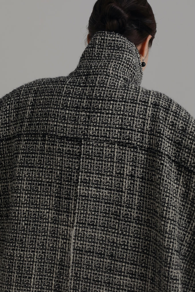 stand collar tweed coat – louren store