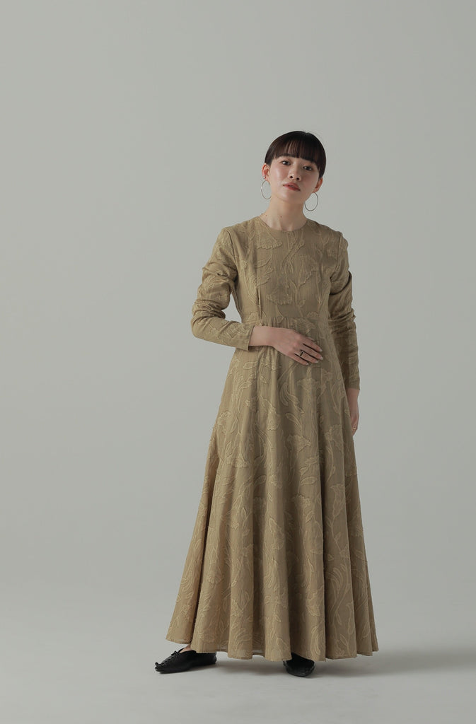 slit sleeve jacquard flare dress – louren store