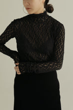 Load image into Gallery viewer, stretch flower lace turtleneck tops
