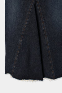 vintage-like panel denim skirt