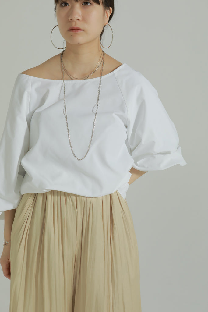 boat neck puff sleeve blouse – louren store