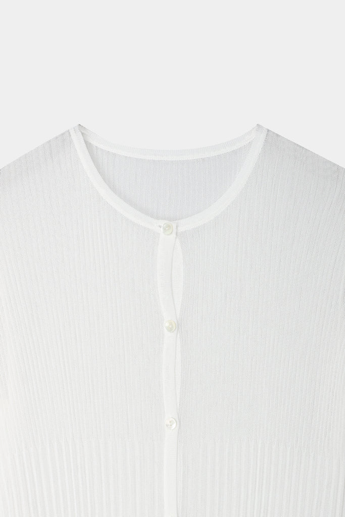 シルバーグレー サイズ louren-sheer pleats knit cardigan