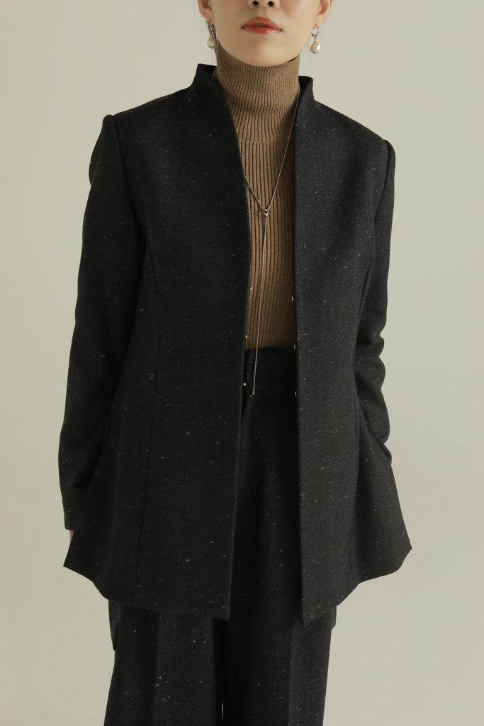 waist shape color nep tweed jacket – louren store