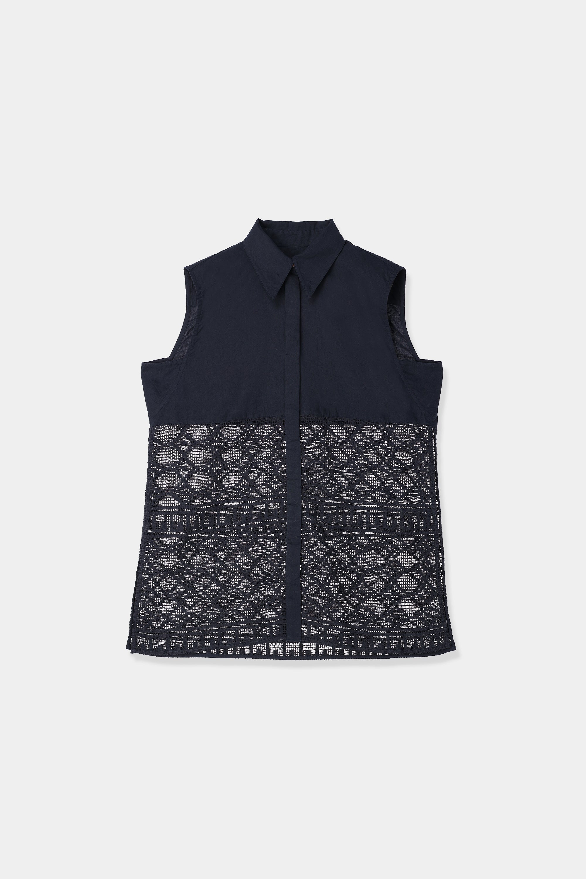 raschel lace panel shirt