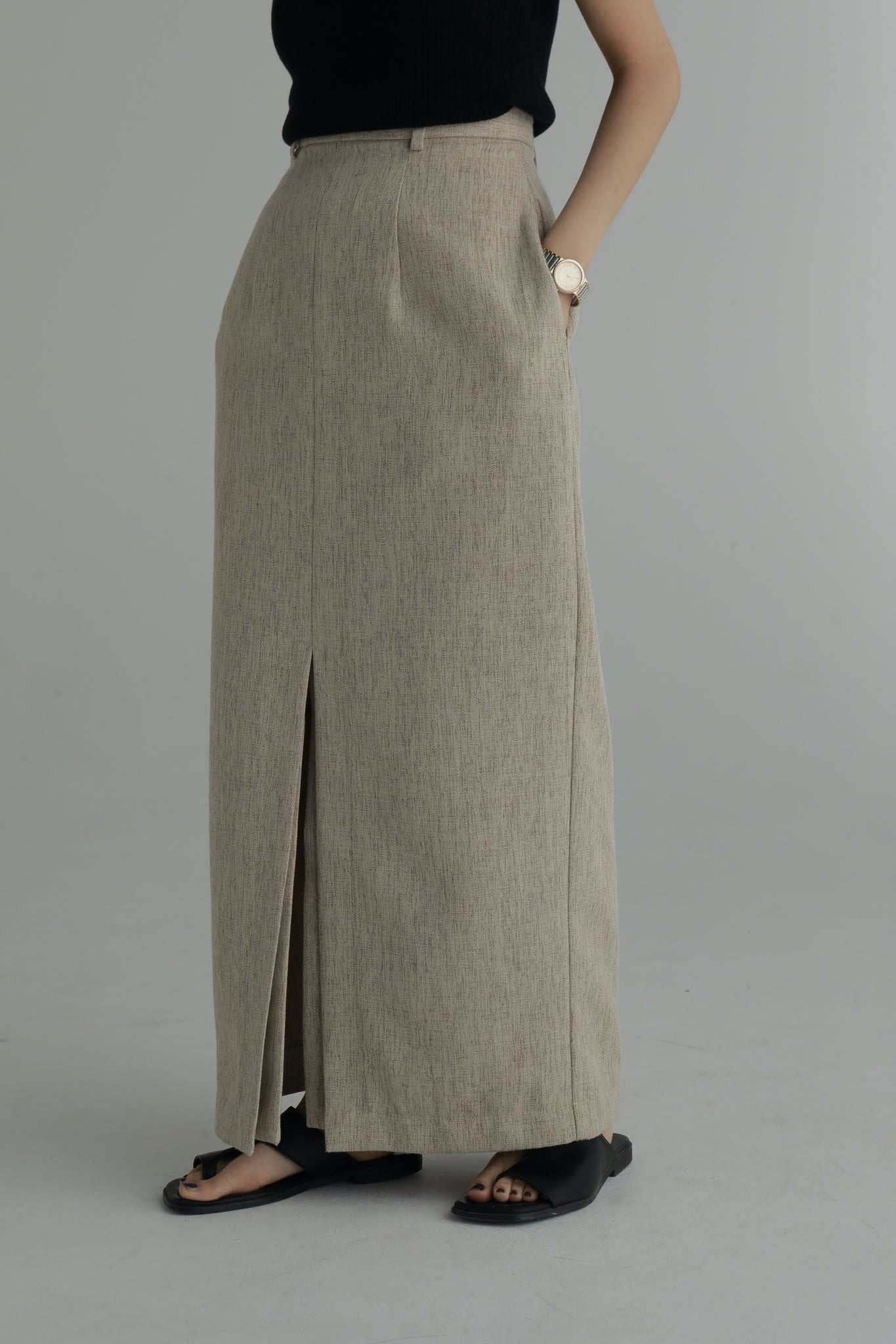 louren front slit pencil skirt | omelhoronline.com.br