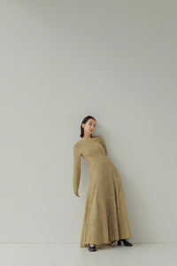 slit sleeve jacquard flare dress
