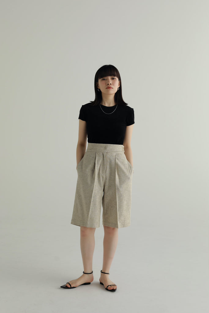 slub tweed half pants – louren store