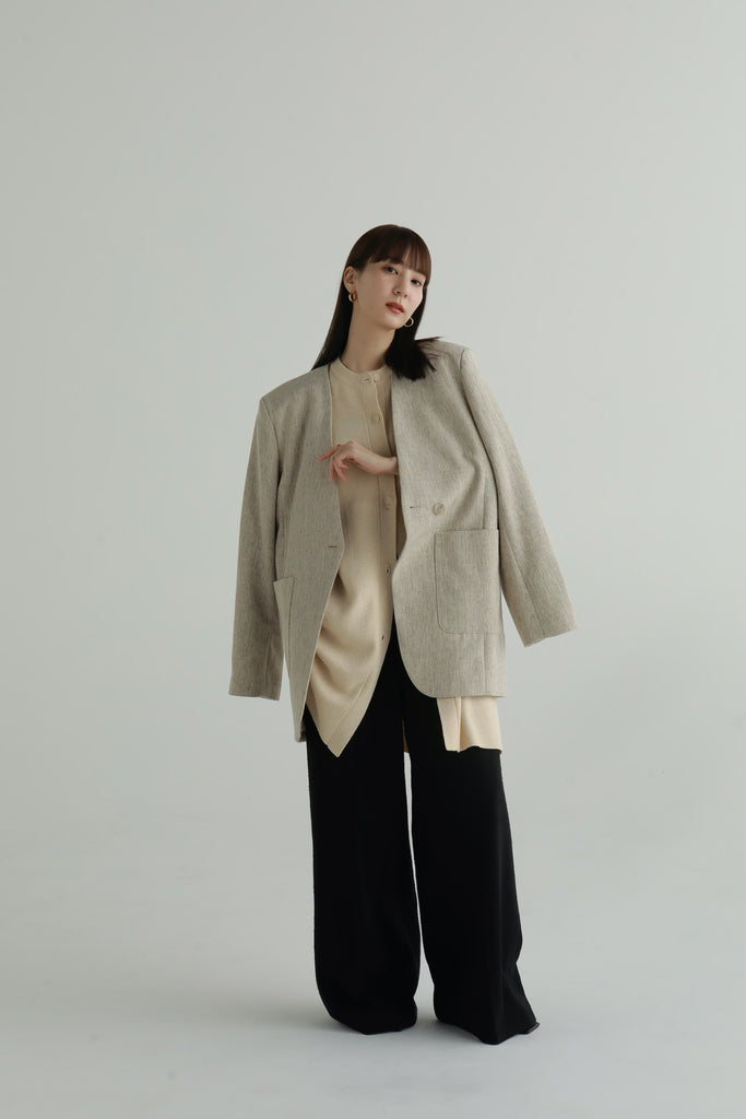 メール便送料無料05 louren power shoulder nocollar jacket | www