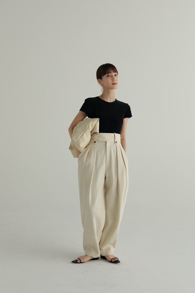 slub cotton cocoon pants – louren store