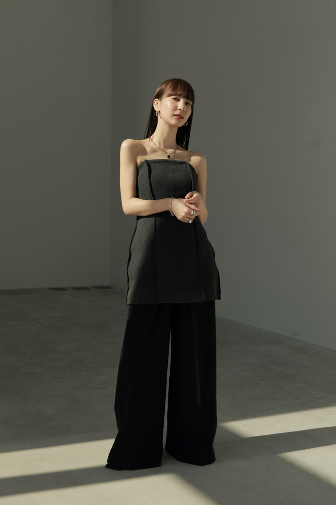 slub tweed wide pants – louren store