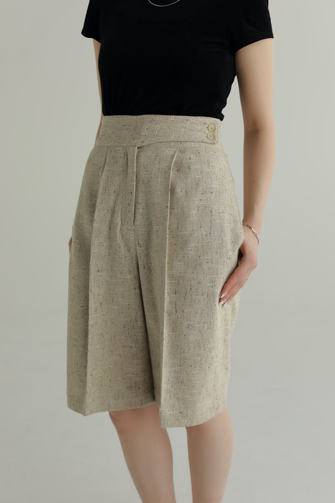 slub tweed half pants – louren store